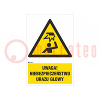 Veiligheidsteken; waarschuwing; PVC; W: 200mm; H: 300mm