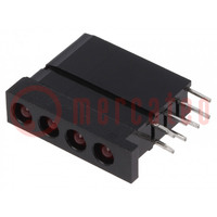 LED; in housing; red; 3.3mm; No.of diodes: 4; 20mA; 60°; 1.2÷4mcd