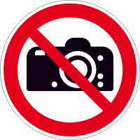 Verbotsschild - Verbotszeichen Fotografieren verboten, Alu, Größe: 31,5 cm DIN EN ISO 7010 P029