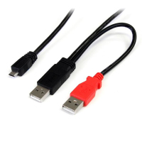 StarTech.com USB2HAUBY3 USB kábel 0,3 M USB 2.0 Micro-USB B 2 x USB A Fekete