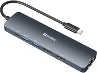 Sandberg 136-43 laptop dock & poortreplicator USB 3.2 Gen 1 (3.1 Gen 1) Type-C Grijs