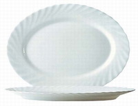 Platte oval - Länge: 29 cm aus Hartglas - Form Trianon uni weiß - ARCOPAL