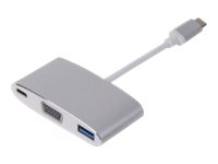 LMP USB-C (m) to VGA & USB 3.0 (f) & USB-C charging multiport adapter, aluminum housing, silver