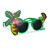 Relaxdays Partybrille Hawaii, lustige Sonnenbrille mit Palme u. Cocktail, Gagbrille Flamingo, Spaßbrille Karneval, grün