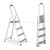 Relaxdays Trittleiter klappbar, 4 Stufen, Leiter Aluminium, 125 kg, mit Sicherheitsbügel, HBT: 137 x 43 x 75 cm, silber
