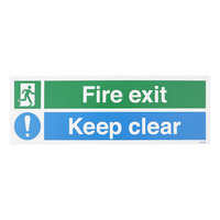 Fire Exit Keep Clear Sign - PVC - 150x450mm