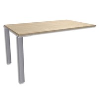 SIMMOB Bureau droit 2 pieds EXPRIM - Dimensions : L140 x H72,5 x P80 cm coloris Chêne clair aluminium