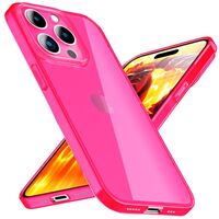 Hülle Neon Klar für iPhone 15 Pro Max Bunt Leuchtend Silikon Handyhülle TPU Case Pink