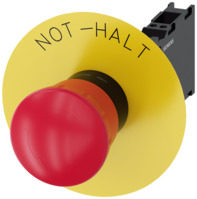 Not-Halt-Pilzdrucktaster, 22mm, rund, Kunststoff,rot, 1S+1Ö, 3SU11001HB203FH0
