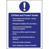 Vogue Sticker - Chilled and Frozen Foods - Safety Self Adhesive Sign 300X200mm