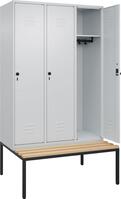 Garderobenschrank CLASSICB1200xT500xH2120 mm RAL 7035/7035, 3 Abteile mit unterg