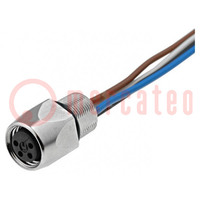 Connector: M8; 0.5m; female; PIN: 4; with leads; socket; E; 4A; IP67