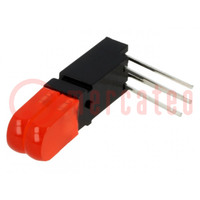 LED; in housing; red; No.of diodes: 2; 20mA; Lens: red,diffused; 50°