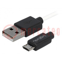 Kábel; USB 2.0; USB A dugó,USB B micro dugó; nikkelezett; 1,8m