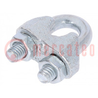 Abrazadera de cuerda; acero; p/ cuerdas; Øcuerdas: 6mm; zinc