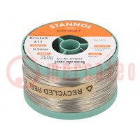 Soldering wire; Sn99,3Cu0,7; 0.5mm; 250g; lead free; reel; 2.5%