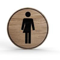 Tello Wood Holz-Türschild rund Material: Eiche Furnier, selbstklebend, Ø 10,0 cm, Farbe: Eiche, Motiv: Schwarz Version: 04 - Transgender