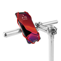 Uchwyt telefonu komórkowego Bone Bike Tie 3, na rower, regulowany rozmiar, czerwony, 4.7-7.2", silikon, mocowany do kierownicy, cz