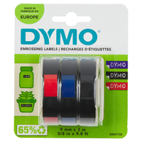 DYMO Oryginalna taśma do wytłaczania etykiet | 9mm x 3m | Białe znaki na niebieskim tle | Białe znaki na czerwonym tle | Białe znaki na zielonym tle | Samoprzylepna | Do wytłacz...