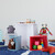 Relaxdays Kindersitzgruppe Hundemotiv, Kindertisch, 4x Hocker, Kindertischgruppen Set für Jungen und Mädchen, MDF, bunt