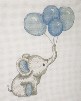 Counted Cross Stitch Kit: Baby Sets: Boy Balloons