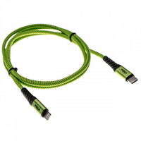 2in1 data cable USB type C to Lightning, nylon, 1m, green-black