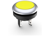 Drucktaster, 1-polig, gelb, unbeleuchtet, 0,1 A/35 V, Einbau-Ø 16.2 mm, IP65/IP6