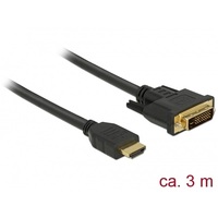 Delock Átalakító Kábel - 85655 (HDMI - DVI (24+1), apa/apa, kétírányú, 3m)