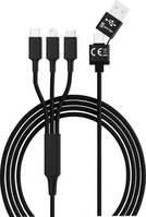 5in1 USB töltőkábel, micro-USB, USB-C, Lightning, 1,2 m, fekete, Smrter SMRTER_HYDRA_ULT_BK
