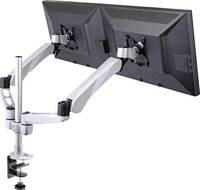 Asztalra szerelhető dupla monitortartó, gáznyomásos technika, Grommet- és C csíptető, SpeaKa Professional Flex