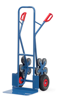 fetra® Treppenkarre Stahl, Schaufel 300 x 480 mm, Höhe 1300 mm, Lufträder und 5-Rad-Stern