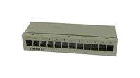 Patch Panel 12xTP-TP(Kupplung),CAT6A, incl.Keystone Slim-line, Aufputz Metall, Lichtgrau, Synergy 21,