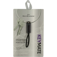 KeyMate Charge/Sync Keychain Cable Nylon Braided Micro USB Black