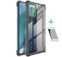 IMAK szilikon telefonvédő (közepesen ütésálló, légpárnás sarok, matt + képernyővédő fólia) FÜSTSZÍNŰ [Samsung Galaxy Note 20 5G ...