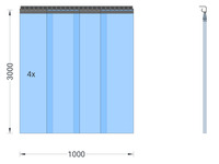 Foto 1 von PVC-Streifenvorhang, Lamellen 300 x 3 mm transparent, Höhe 3,00 m, Breite 1,00 m (0,90 m), verzinkt