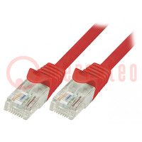 Patch cord; U/UTP; 5e; Line; CCA; PVC; rot; 0,5m; 26AWG