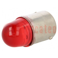 LED lámpa; piros; BA15S; 24VDC; 24VAC