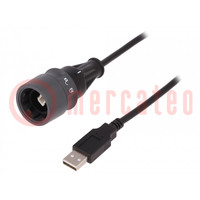 Kábel-adapter; USB 2.0; USB A dugó,USB B dugó (tömített); 1A; 3m