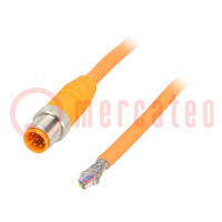 Connection lead; M12; PIN: 8; straight; 10m; plug; 30VAC; 2A; PVC