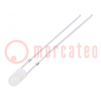 LED; 3mm; bianco freddo; 750÷1120mcd; 30°; Frontale: convesso