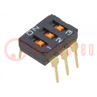 Commutatore: DIP-SWITCH; Numero di sezioni: 3; ON-OFF; Pos: 2; THT