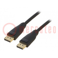 Kábel; DisplayPort 1.4; DisplayPort dugó,kétoldalas; PVC; fekete