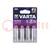 Battery: lithium; 1.5V; AA; non-rechargeable; Ø14.5x50.5mm; 4pcs.