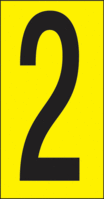 Ziffern - 2, Gelb, 88 x 38 mm, Baumwoll-Vinylgewebe, Selbstklebend, Für innen