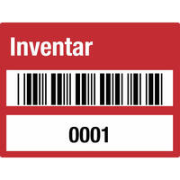 SafetyMarking Etik. Inventar Barcode u. 0001 - 1000, 4 x 3 cm Rolle Dokumentenf. Version: 03 - rot
