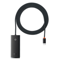 BASEUS HUB LITE SERIES 4-IN-1 ADAPTER (TYPE-C TO 4XUSB-A 3.0 5GB/S) CABLE 2M, BLACK (WKQX030501)