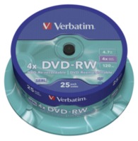 1x25 Verbatim DVD-RW 4,7GB 4x Speed, mat zilver
