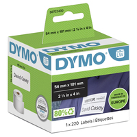 DYMO LW etichette per spedizioni grandi | 54 mm x 101 mm | 12 rotoli da 220 etichette facilmente staccabili | autoadesive | per etichettatrici LabelWriter | originali