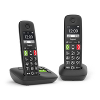 Gigaset E290A Duo Analóg/vezeték nélküli telefon Fekete Hívóazonosító