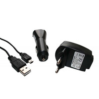 4-in-1 accessoireset voor mini-USB: oplader, autoadapter, data- en oplaadkabel